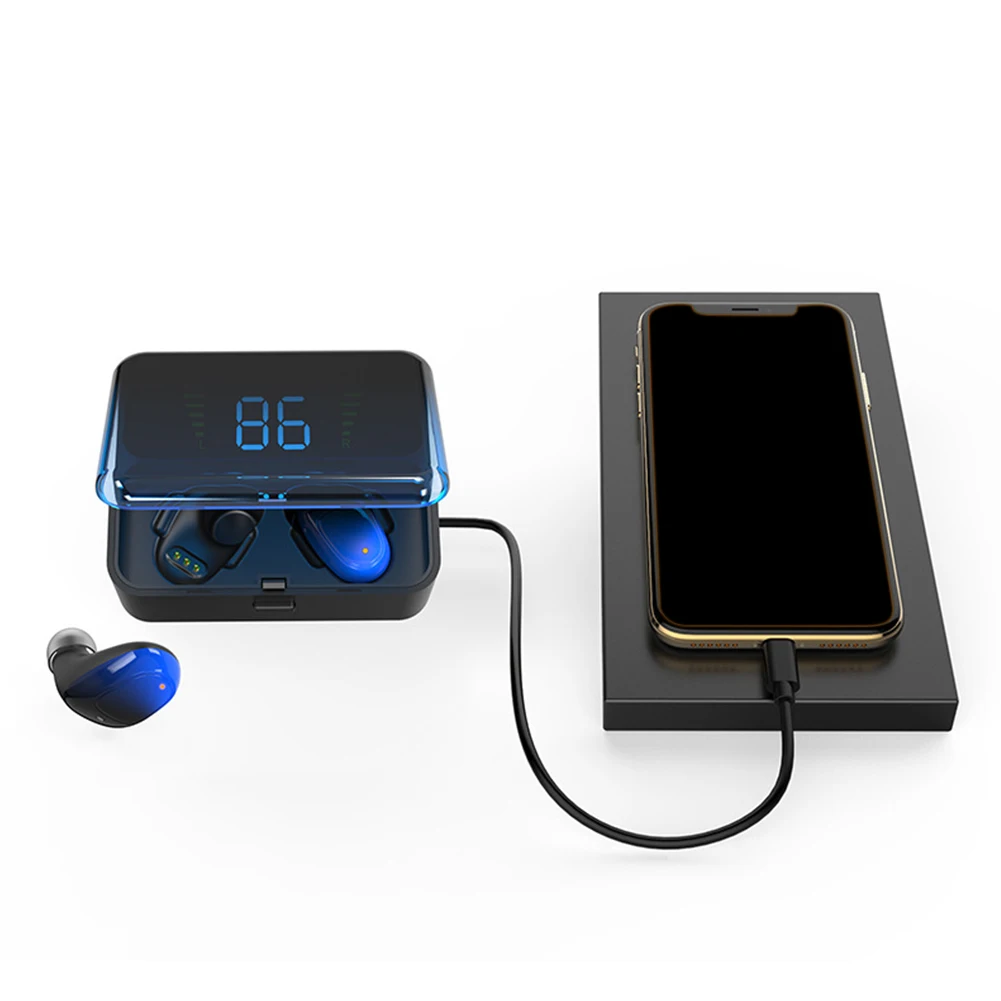 Bluetooth наушники с шумоподавлением в ухо бинауральные звонки стерео Спорт Авто сопряжение мощность дисплей водонепроницаемый беспроводной музыка
