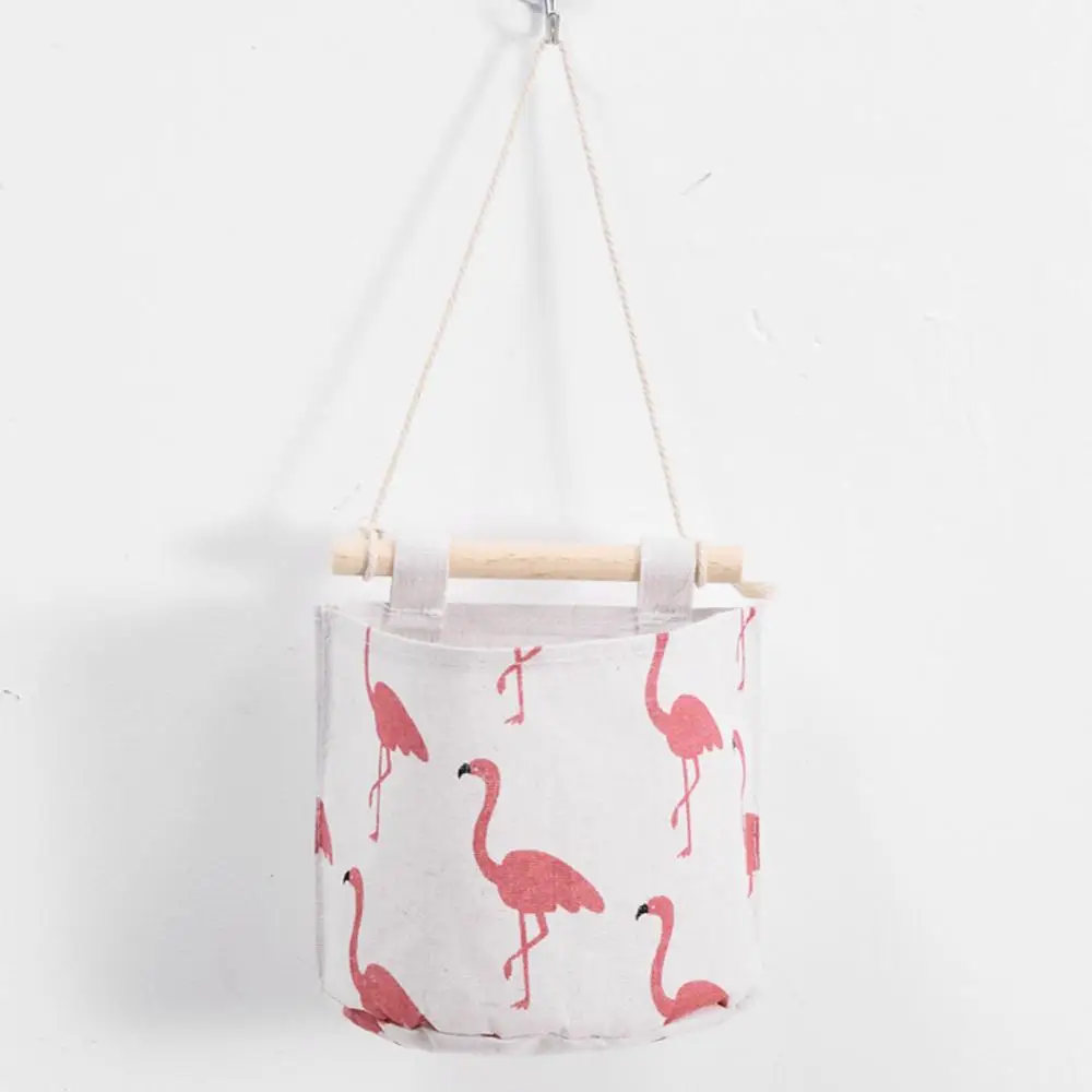 Red bird on white Настенная сумка для хранения из хлопка и льна, подвесная сумка для хранения, настенная сумка для хранения, настенная сумка для хранения косметических игрушек - Цвет: Red bird on white