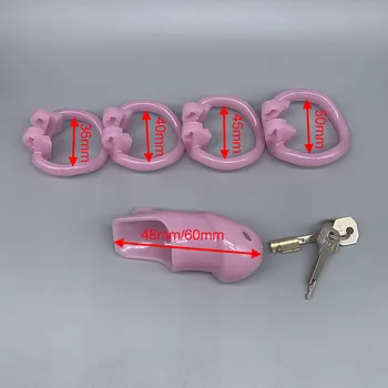 Resin Male Chastity Device with 4 Size Penis Rings,Cock Cage,Cockring,Chastity Belt,Penis Lock,Adult Games Sex Toys For Men 3