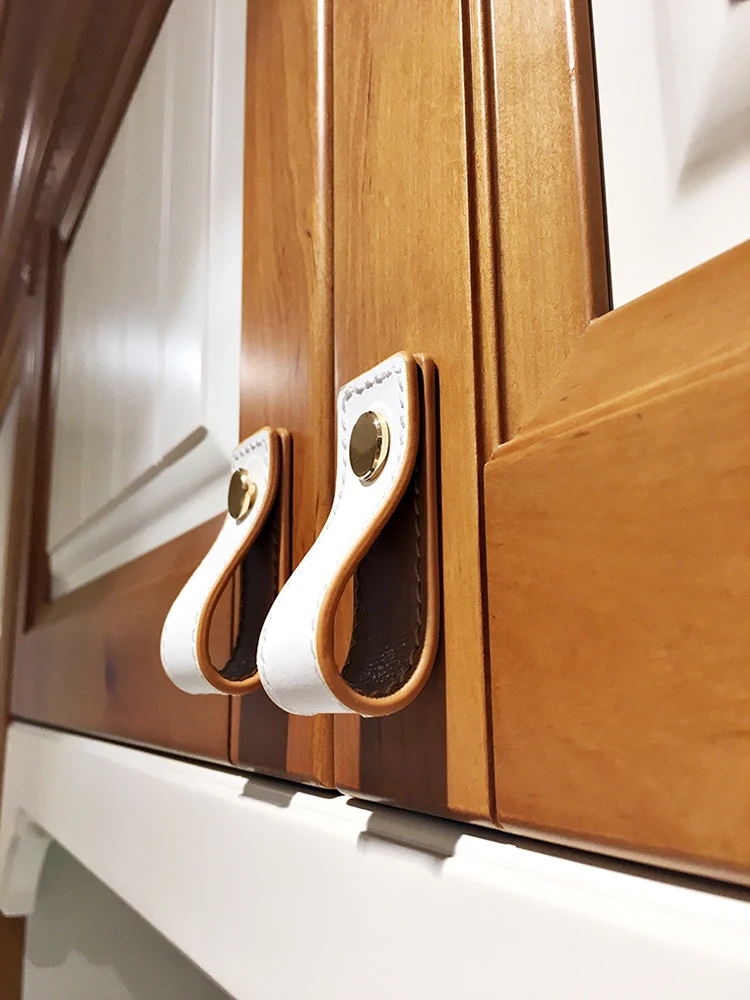 3 color/ DIY Both sides brass soft leather handle and Knobs for furniture cabinet chest drawer suitcase handle with Screws