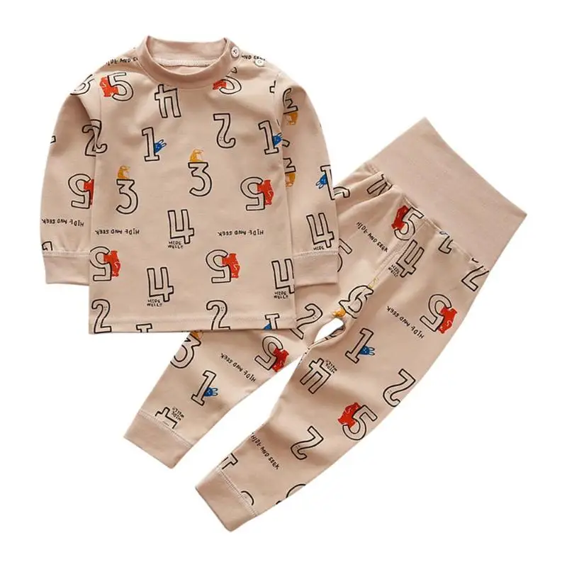 Jocestyle для новорожденных детские пижамы комплект осенне-зимняя одежда, теплая одежда для детей, Детский жилет с принтом из мультфильмов, Высокая Талия хлопковые топы и штаны Рождественская одежда