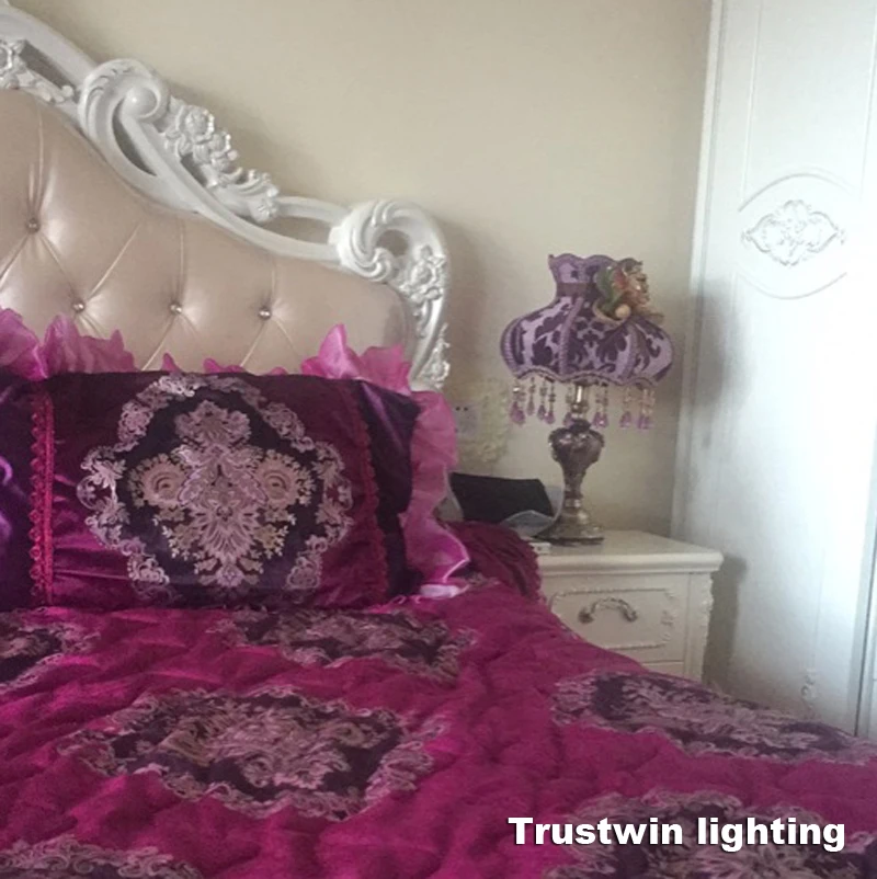 Классический хрустальный Настольный светильник, тканевый винтажный Ретро Европейский Дворцовый стиль, настольная лампа для спальни, светильник для прикроватной кровати, гостиной