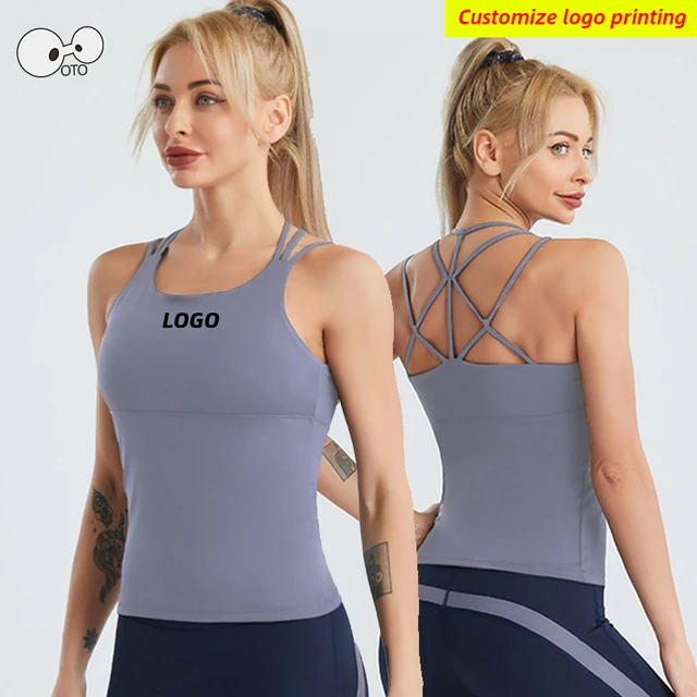 Custom LOGO Multi Strap Cross Back Yoga Vest Women Push Up Sleeveless  Running Shirts Gym Fitness Training Sports Bra Tank Top - AliExpress