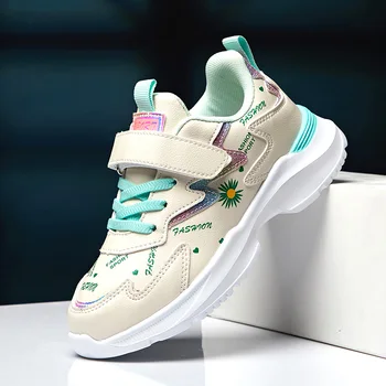 

2020 Autumn Casual Sneakers Girls Purple Black Leather Children Shoes Luxury Brand Gym Shoes For Girls Light Kids Running Shoes