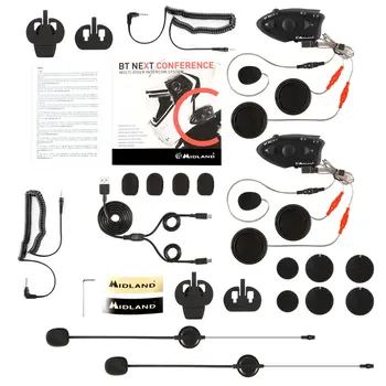 

MIDLAND Microphone Helmet Paired BT NEXT 1600M Motorcycle Helmet Intercom Headset Water-resistant Interphone Black