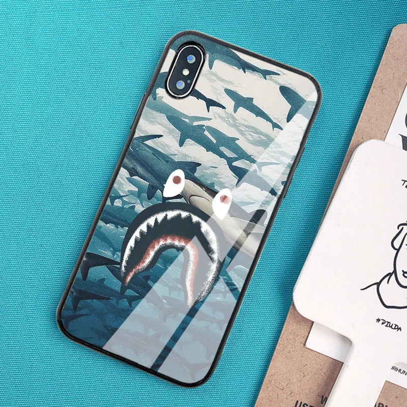 Bape Shark Fashion Iphone Xr 11 Pro Xs Max X 5 Case Glass Cases Shockproof  Cover For Iphone 7 8 6 S 6s Plus For Man - Mobile Phone Cases u0026 Covers -  AliExpress