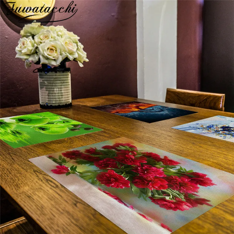 

Fuwatacchi Flower Pattern Placemat Dining Table Mat Drink Coaster Bowl Cup Mats Home Decor Place Mats Pads Tea Party Decorations