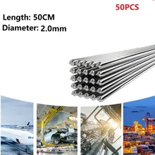 Baguettes fourrées de soudure en aluminium, Solution de soudure en fil de fer à souder électrique, outil de réparation d'accessoires, 2.0MM, 50 pièces