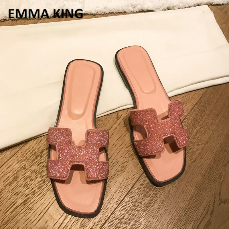 EMMA KING/женские летние тапочки ручной работы на плоской подошве; брендовые дизайнерские модные роскошные туфли на высоком каблуке; женские лоферы без застежки