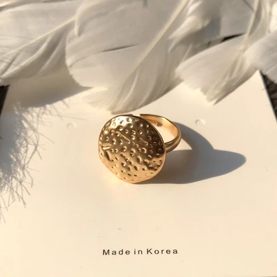 1 HUANZHI Korean New Geometric Surface Bump Irregular Wafer Matte Opening Metal Ring for Women Men Girls Party Retro Jewelry - Цвет основного камня: 1