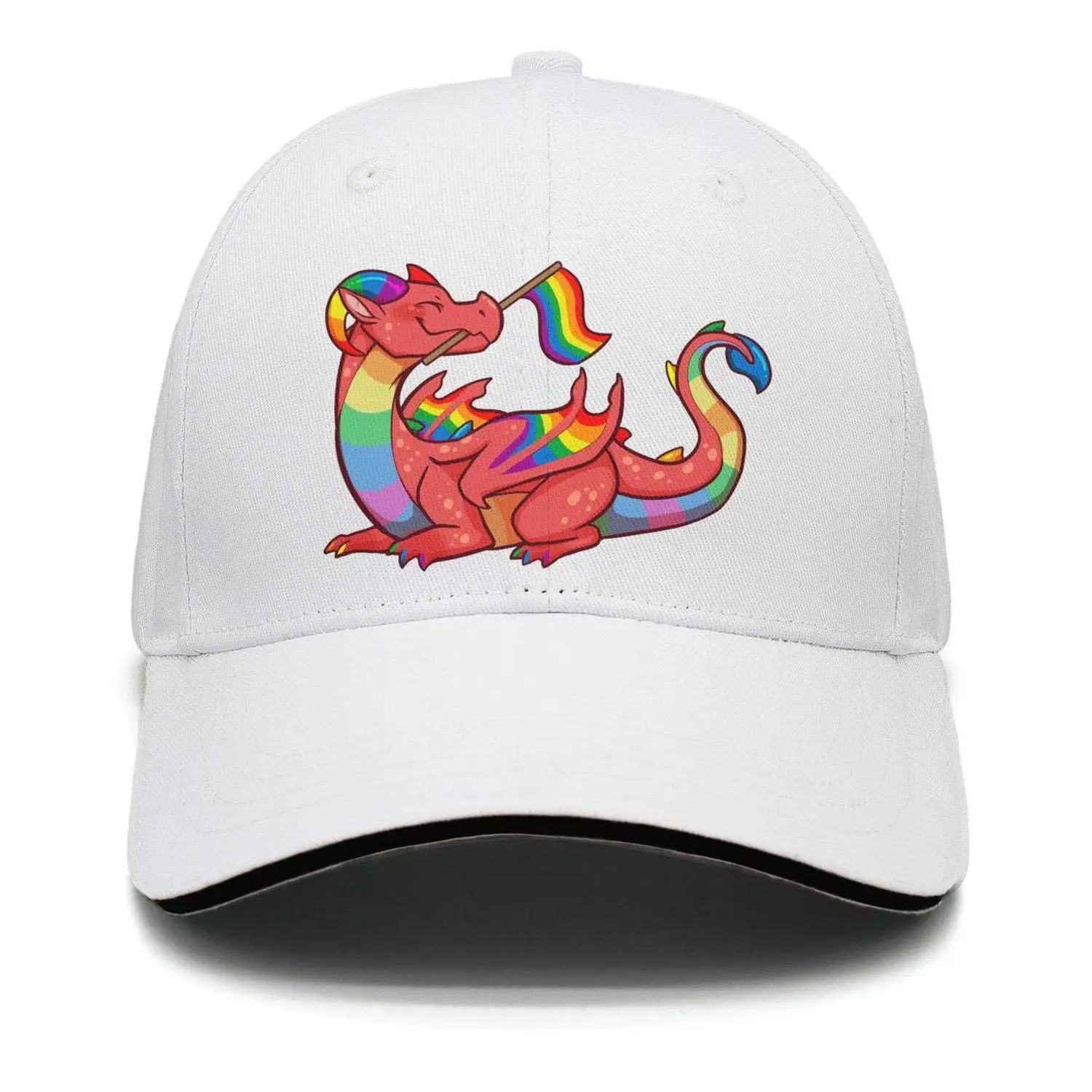 Dinosaur Pride Gay Rainbow Mens Casual Adjustable Mesh Dad Cotton Baseball Caps Hats