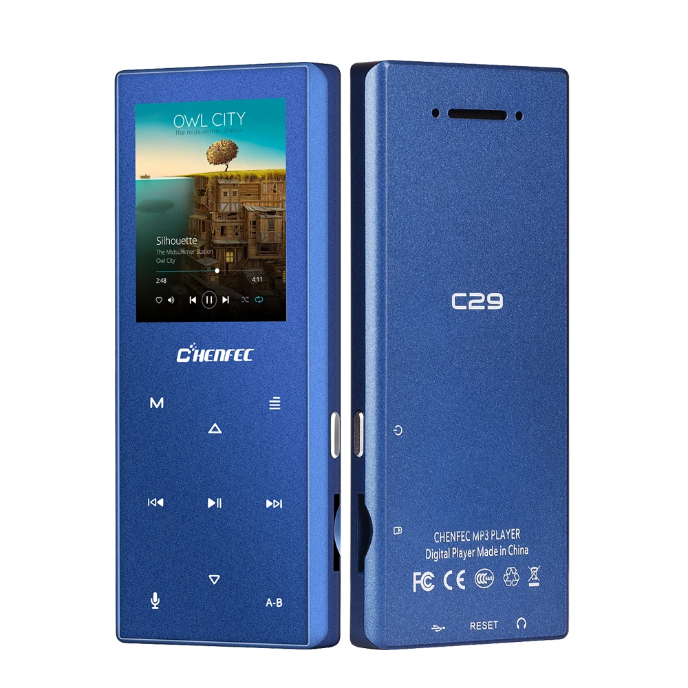 C29-MP3 Player-blue CHENFEC C12 MP3 плеер с Bluetooth 4,0 Встроенный 8 Гб динамик музыкальный плеер Поддержка FM радио Запись Иврит Русский - Цвет: C29-MP3 Player-blue