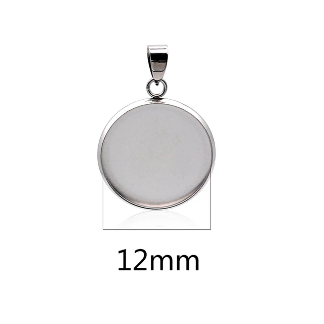 10pcs/lot stainless steel blank Cabochon Base Setting Charms Pendant fit 6 8 10 12 14 16 18 20 25 30mm  jewelry making supplies 12mm