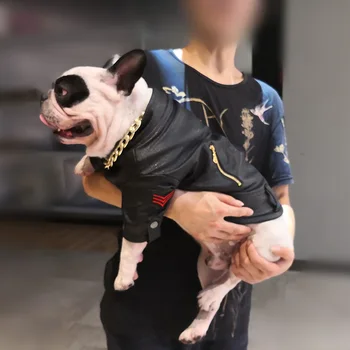 

Autumn Winter Windproof Dog Jacket Clothing Warm Coat Pu Leather Dog Clothes for Small Large Dogs French Bulldog Puppy Jacket