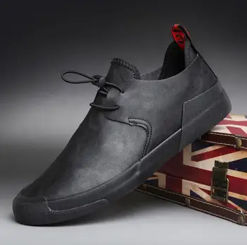

Men Casual Flats Shoes High quality Leather Fashion All black Sneakers Men Zapatos Hombre loafers driving shoes A21-82