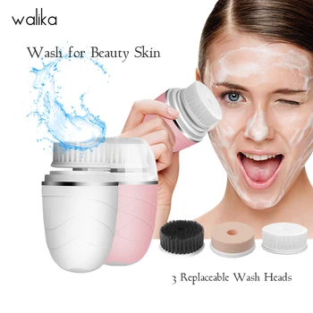 

3 In 1 Face Cleansing Brush Battery Face Cleaner Tool Brush Cleanser Face Brush Silicone Brush for Washing DilodUsb Waterproof
