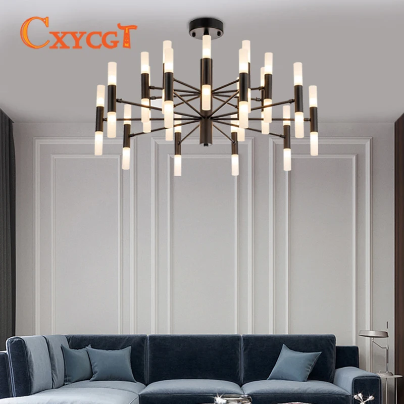 

European Modern Simple Rod Tube LED Chandelier Living Room Bedroom Decoration Lamp