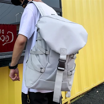 

Backshoulder bag men's tide brand large capacity travel bag street fashion Oxford cloth tooling rope backpack student bag woman