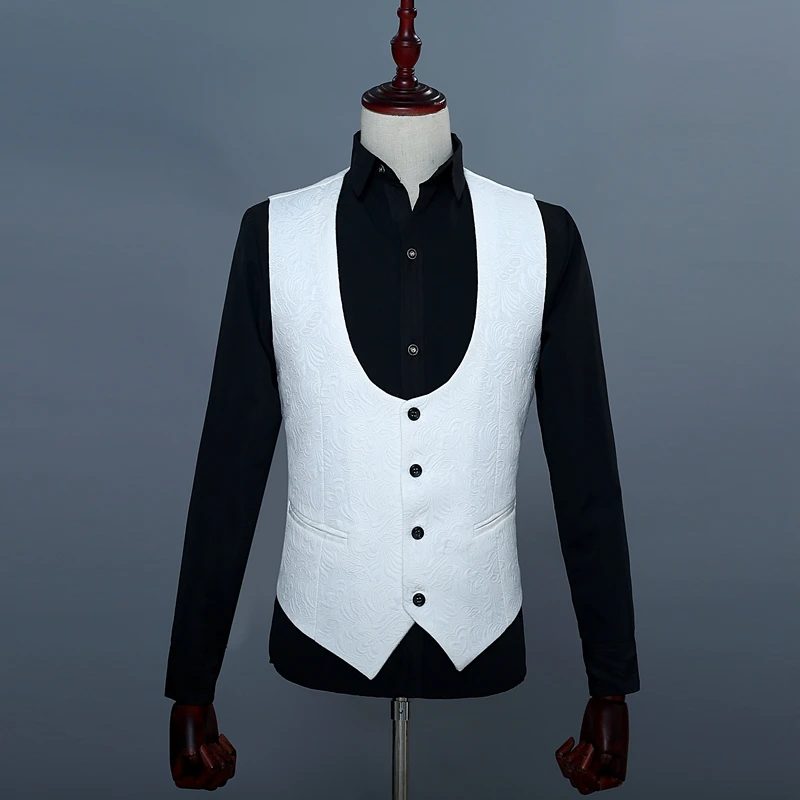 Модный мужской костюм из 3 предметов (пальто жилет брюки) однотонный жаккардовый