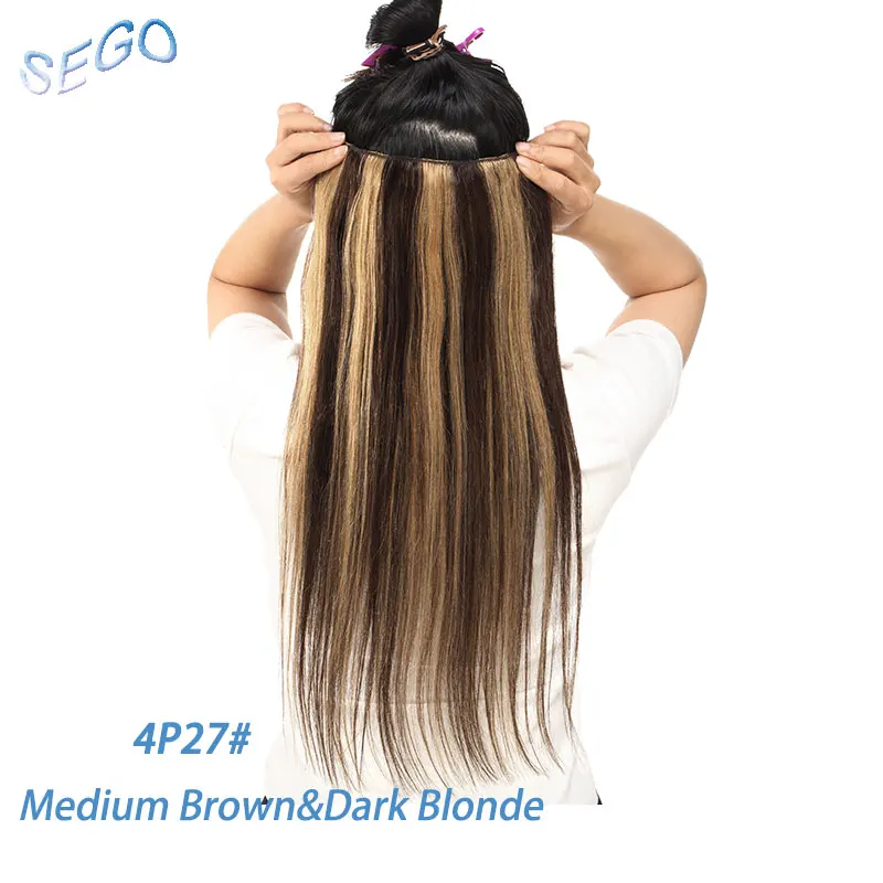 P4/27 SEGO 1"-22" 80 г-100 г, Одна Деталь настоящие человеческие волосы для наращивания 1 p/w 5 клипс, Non-Волосы remy шт Прямые бразильские волосы - Цвет: P4/27
