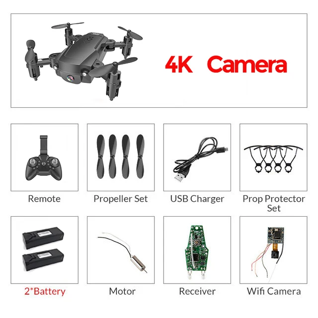 H16 RC Mini 4K Дрон широкоугольная камера RC вертолет Квадрокоптер 1080P HD воздушный видео Дрон профессиональная стабильная высота VS E58 - Цвет: Black 4K 2B