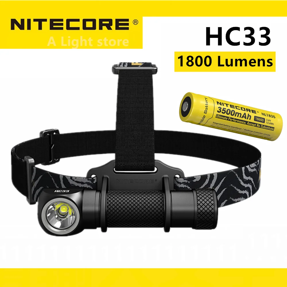 Nitecore Hc33 Portable Headlamp Xhp35 Hd Led Max 1800 Lumen Beam Throw