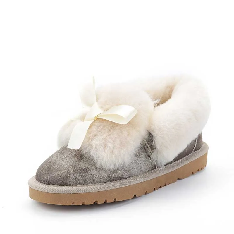 Женские ботинки из натуральной овечьей кожи с натуральным мехом; женские зимние ботинки наивысшего качества; модные водонепроницаемые зимние ботинки - Цвет: SANDY