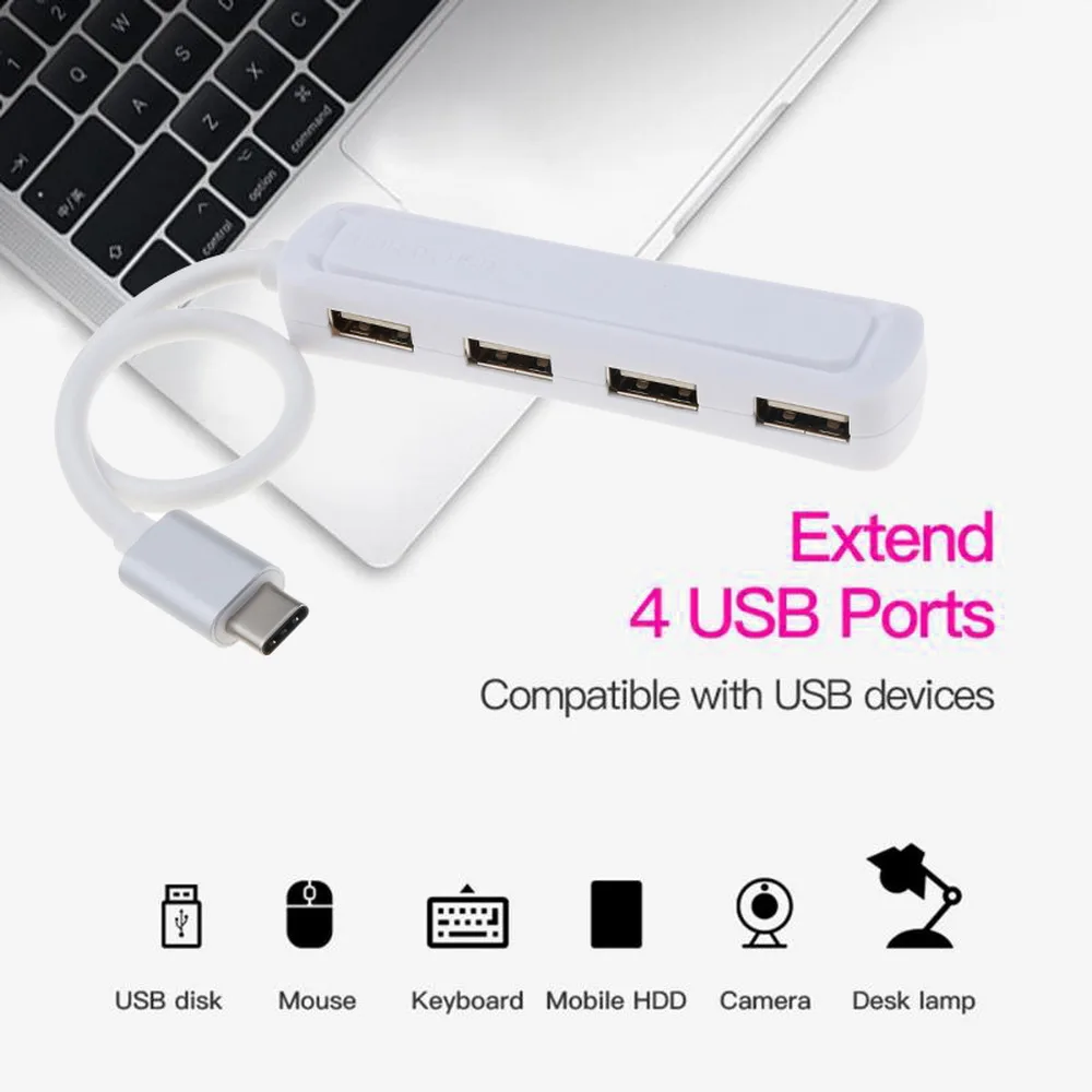 4 портовый концентратор Kebidu с разъемом USB 2 0 разветвитель адаптер для ПК ноутбука