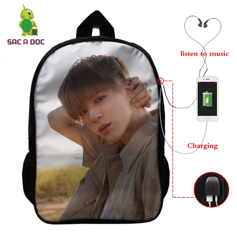 Mochila Kpop рюкзак для детей женский многофункциональный USB зарядка латоп рюкзак школьные сумки для подростков девочек мальчиков рюкзак для путешествий - Цвет: 4