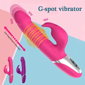 Vibrator Rabbit Telescopic Thrust Dildo Clitoral stimulator Retractable Female Masturbators Rechargeable Sex Toys For Couples 4