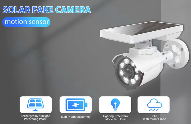 Solar Dummy Camera Built-in Battery Security Outdoor Fake Camera
