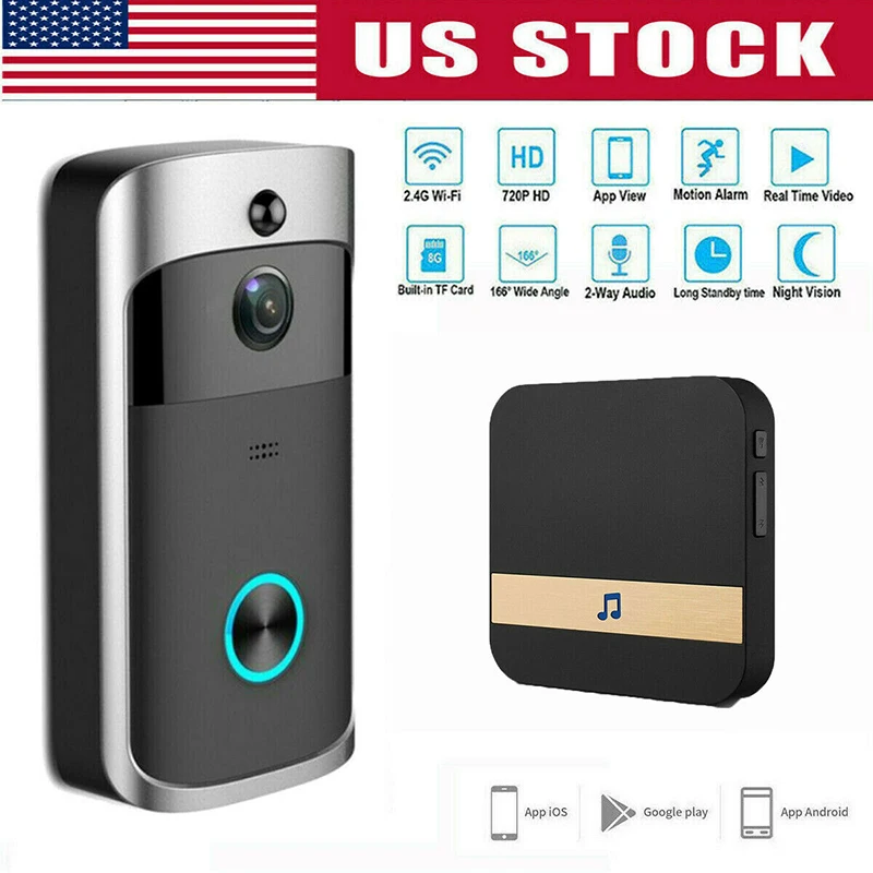 De Seguridad inalámbrico timbre Video inteligente IntercomCamera WiFi Video inteligente timbre de la puerta de intercomunicación anillo timbre apartamentos IR alarma