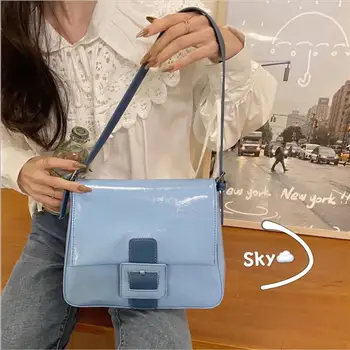 

PU Women's Handbag Hobos Big Button Leather Shoulder Bag Solid Flap Bags Tote Fashion Causal Hobo Bag for Woman 2020 NEW Handbag