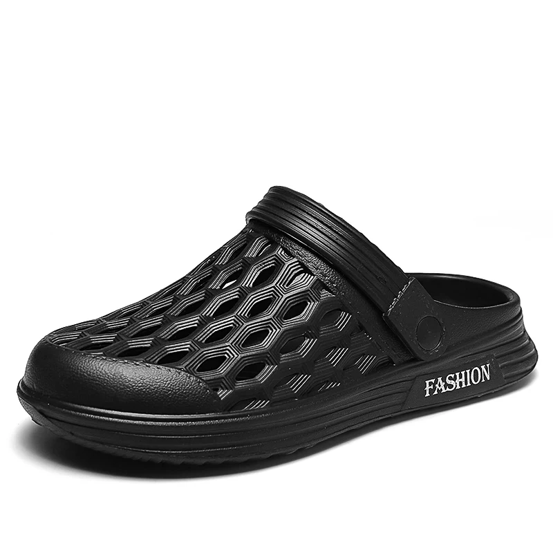 

Men Sandals Net Hole Cool Summer Shoes EVA Clogs Garden Black Beach Breathable Slippers