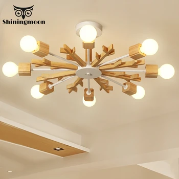 

Postmodern Wooden Snowflake Ceiling Lights Living Room Bedroom Hallway Home Ceiling Lamp Acrylic Aluminum Body LED Ceiling Lamps
