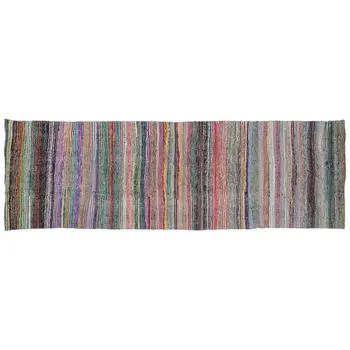 

Handmade Multicolor Vintage English Striped Rug Runner Rug 129x398 Cm-4'3''X13'1''