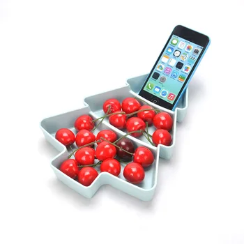 

Fruit Plate Snack Bowl Christmas Tree Plastic Candy Dish Dessert Seeds Nuts Fruits Vegetables Storage Tray Tableware Decorative