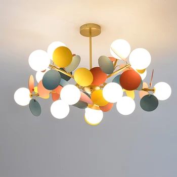 

New Creative Children's room lamp chandelier bedroom colourful chandelier lights modern minimalist macarons room gloss lighting