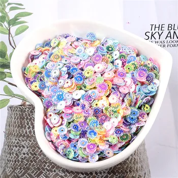 

2400Pcs/Pack Mixed Colors 4mm Round Embossed Flowers loose sequins Paillettes sewing Wedding craft,Nail Art,Garments Accessories