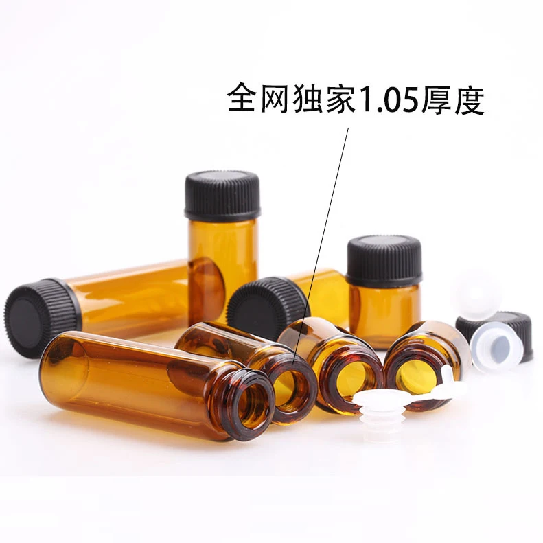 200set 1ml 2ml 3ml 5ml Roll-on Bottles tea color Roller Balls Essential Oil Jar glass bottle,essential oil separate bottle