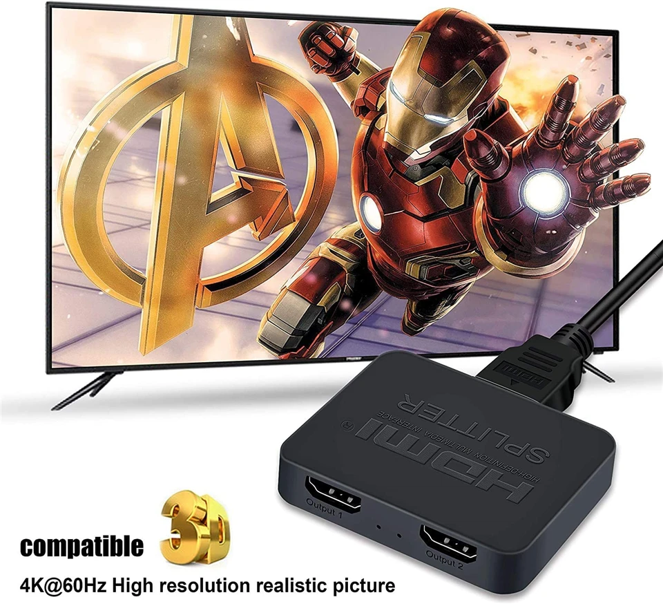 Navceker-HDMI й 1x2 1080P 4K HDMI й 1  2  2 Ʈ, HDMI  HDMI ̺ й 2.0, PS4 PS5 Xbox ȣȯ