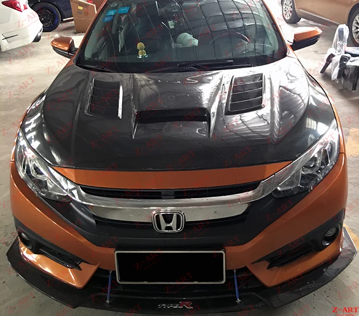 Z ART капот двигателя из углеродного волокна для Honda Civic 2016 2019 крышка FC5 FK8 2019|Обвесы| |