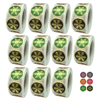 

Christmas Ornaments Sticker 500PCS Per Roll Very Suitable for Christmas Themed Decorations Snowflake Combination Pack