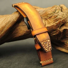 Винтажный ремешок Onthelevel для часов 20 мм, 22 мм, 24 мм, 26 мм, Двухслойный Кожаный ремешок с скрытой пряжкой для часов Panerai Fossil