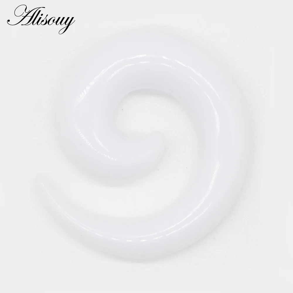 EM0158A Cream Alisouy 2 шт 1,2-30 мм акриловые спиральные ушные измерители поддельные ушные супинаторы растягивающие пробки туннели расширители мочки уха пирсинг ювелирные изделия - Окраска металла: EM0158A Cream