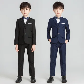 

Kids Black Blazer Boys Suits For Wedding Clothes Sets Big Boy Blazers Children Clothing Flower Boy Formal Tuxedos School Costume