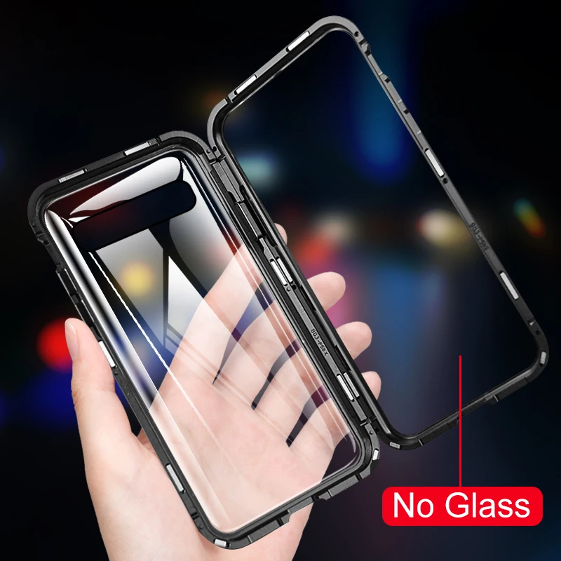 ZNP магнитный металлический чехол для телефона для samsung Galaxy S10 S9 S8 A6 A8 плюс S7 Edge чехол на магните для samsung A7 A9 S10E Note 8 9 чехол - Цвет: Clear Black