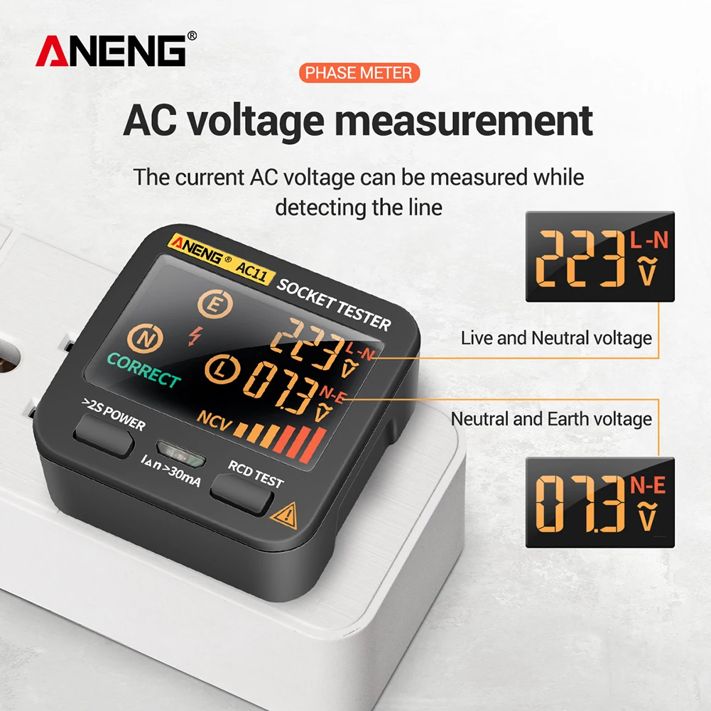 ANENG AC11 Digital Smart Socket Outlet Tester Circuit Polarity Voltage Detector 