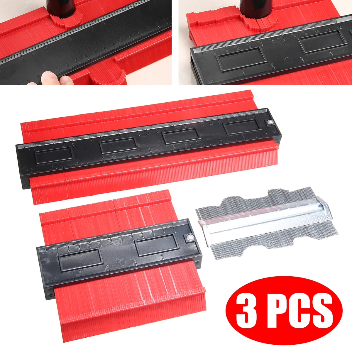 3Pcs Contour Gauge Profile Copy Gauge Duplicator Tiling Laminate Tiles Edge Shaping Wood Measuring Ruler 120mm 250mm 125mm