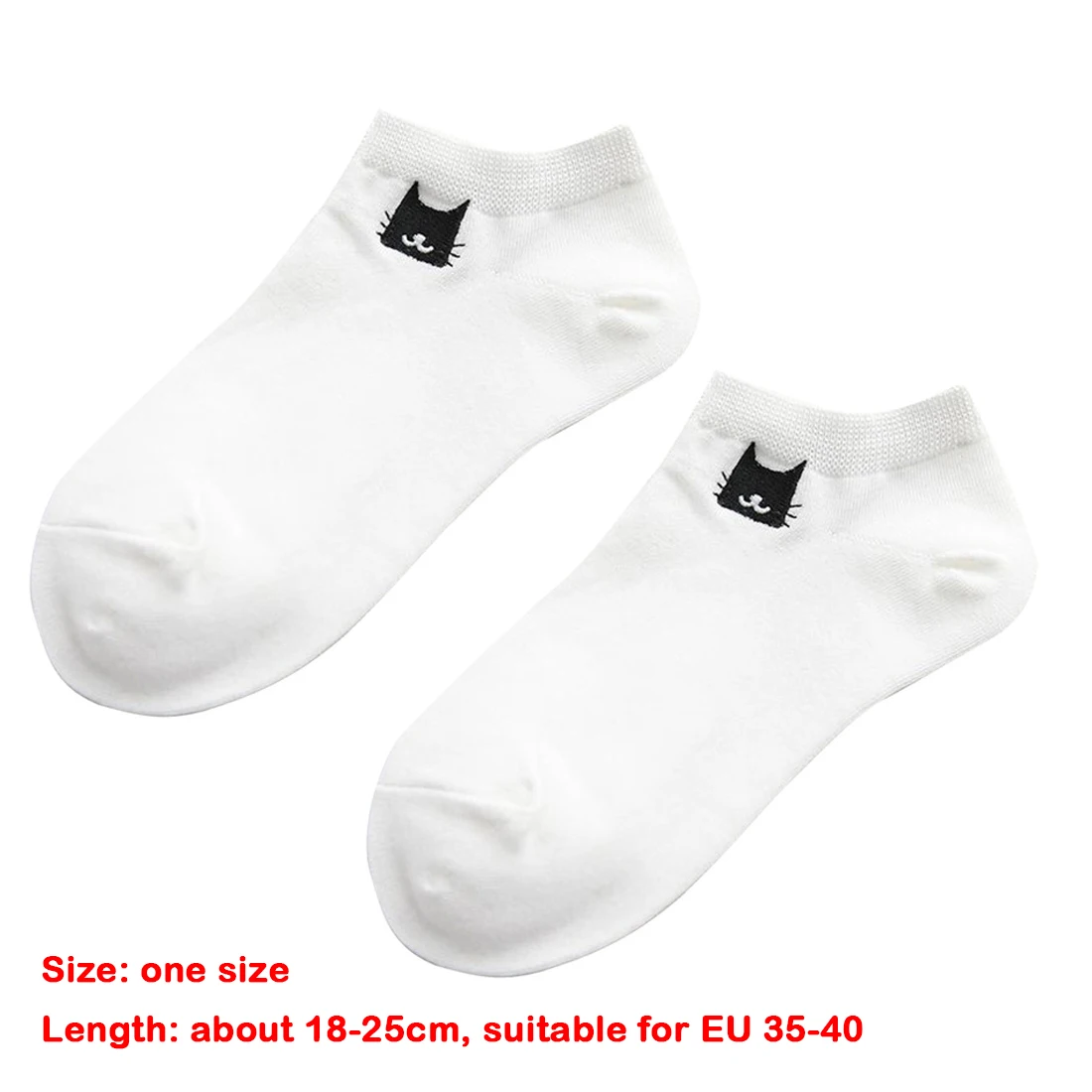 Embroidered Cat Boat Socks Spring Summer Warm Comfortable Breathable Wild Cotton Skin-friendly Women Socks
